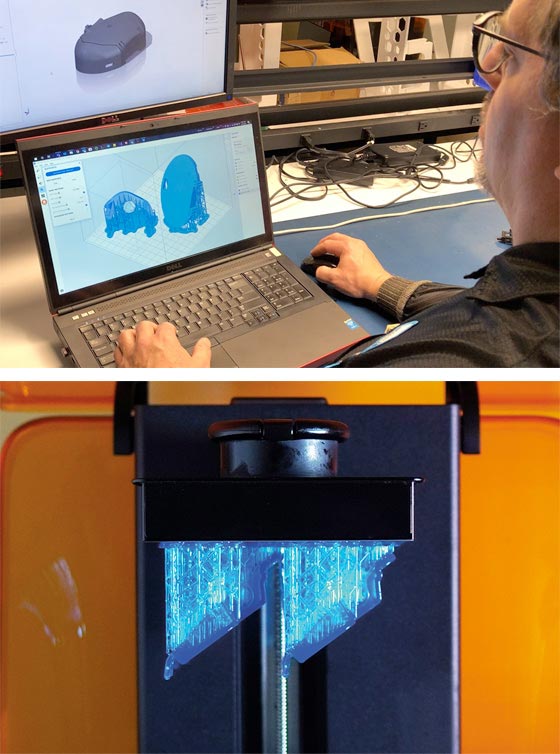 engineer using 3D medical device software on computer