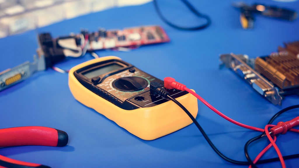 Closeup of multimeter electric measure meter